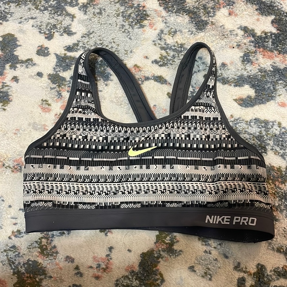 Nike Pro Black and Gray Sports Bra